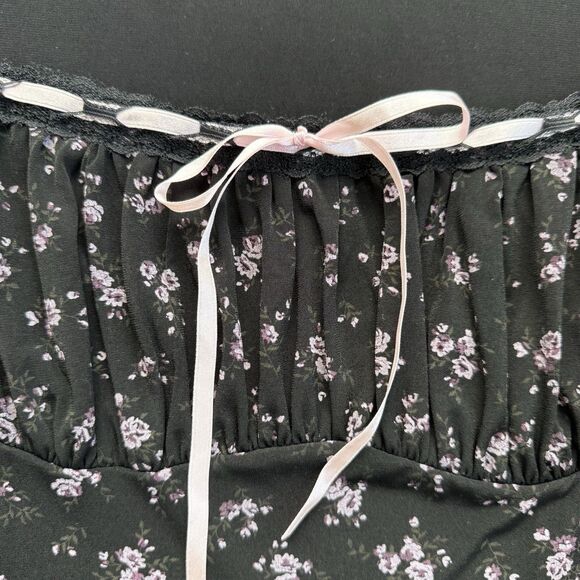 Kimchi Blue Urban Outfitters Sienna Ditsy Floral Black Mini Dress Size Medium - Picture 5 of 13